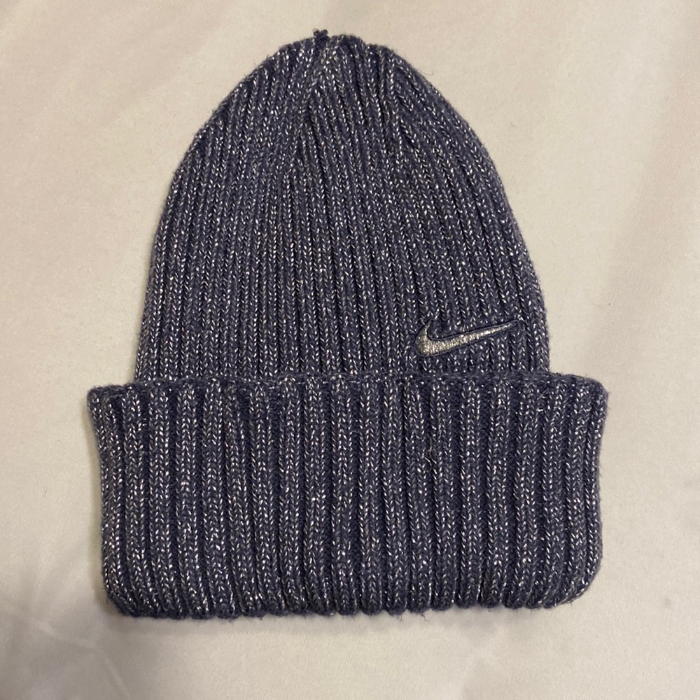 EUC Metallic Blue Nike Beanie